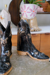 Black Butterfly Ceramic Cowboy Boot Vase