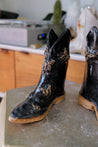 Black Butterfly Ceramic Cowboy Boot Vase