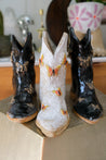Black Butterfly Ceramic Cowboy Boot Vase