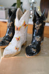 Black Butterfly Ceramic Cowboy Boot Vase