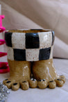 Medium Sized Checkerboard Ceramic Toe Planter