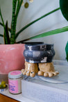 B&W Checkerboard Ceramic Toe Planter