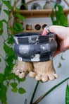B&W Checkerboard Ceramic Toe Planter