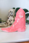 Pink Cowboy Boot Ceramic Vase