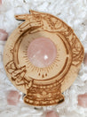 Witch Crystal Ball Sphere Holder Engraved: Natural Wooden Stand, Wood Stand for Crystal Sphere, Moon Carving, Special Gift, Crystal Decor