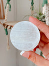Moon and Star Carved Selenite Smooth Pocket Palmstone