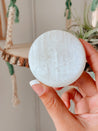 Moon and Star Carved Selenite Smooth Pocket Palmstone