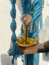 Natural and Cerulean Blue Macramé Hanging Shelf