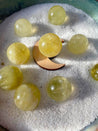 Mini Crystal Bundle : Wooden Mini Moon Crescent Moon Sphere Holder and Citrine Mini Sphere