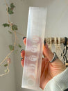 Satin Spar “Selenite” Carved Moon Phase Charging Plate from Maracco