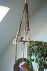 Hanging Macrame Circle Exposed Wood Shelf