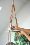 Hanging Macrame Circle Exposed Wood Shelf