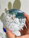 Big Juicy Moss Agate Sphere with Druzy Caves