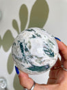 Big Juicy Moss Agate Sphere with Druzy Caves
