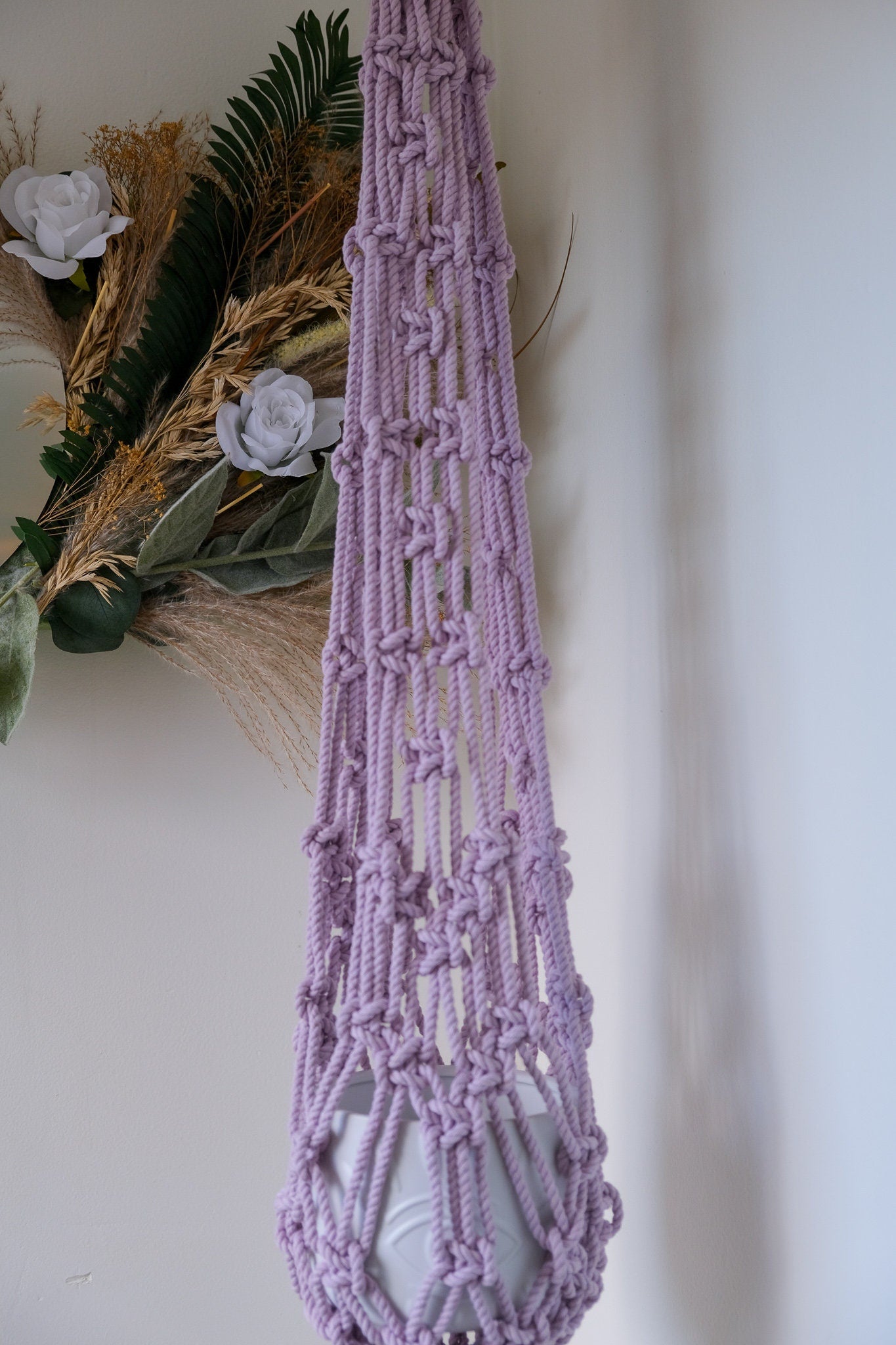 xl macrame plant hanger XL Lavender Macrame Plant Hanger – Mercuryxshop