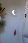 Mirror Moon Crescent and Pink Agate Slab Sun Catcher | Crystal Sun Catcher