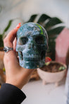 Large Moss Agate Crystal Skull