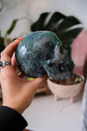 Large Moss Agate Crystal Skull