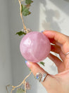 rose quartz sphere, wooden crystal sphere stand, crystal sphere stand, sphere stand, moon stand, moon crescent stand, moon decor, crystals, crystal decor, rose quartz 